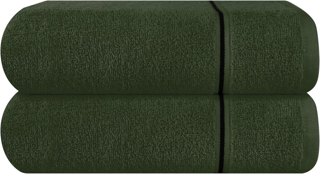 MyOwn Cotton 2 Pack Oversized Bath Towel Set 28x55 inches, Large Bath Towels, Ultra Absorbant Compact Quickdry & Lightweight Towel, Ideal for Gym Travel Camp Pool - Olive Green