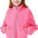 Meikulo Girls Zip Up Sweatshirt Kids Fashion Stand Collar Fleece Lined Jacket with Pockets 7-14 Years, 150
