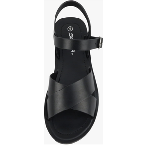Soda CHESTER ~ Women Flat Sandals Flatform Ankle Buckle Criss Cross Band Straps Sandals Shoes Black 9