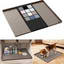 URMONA Waterproof Silicone Under Sink Mat 22'' x 19'' Shelf Liner for Kitchen and Bathroom, Cabinet and Counter Protector, Storage and Organizers, Litter Mat, Pet Cat Puppy Essentials (Beige)