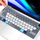 MacBook Shortcut Keyboard Cover for 2025 2024 MacBook Pro 14 16 M5/M4/M3/M2/M1 A3112 A3185 A3401 A3186 A3403 A2918, M4 M3 M2 MacBook Air 15 A3241 A3114 A2941/Air 13 A3240 A3113 A2681 Protector Skin (Gray&Blue)