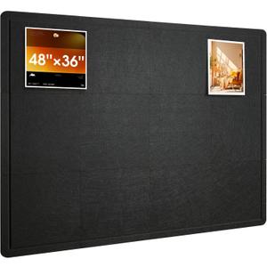 Bulletin Board, 48 x 36 inches Cork Board Alternative, 12 Pack Felt Pin Boards for Walls Home Office Decor, Classroom with 60 Adhesive Tabs Black