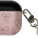 Cute Bow Black Pink Case for Airpods Pro/Pro 2 with Keychain,Kawaii Vintage Trendy Pearl Bowknot Classy Aesthetic Retro Chic Design Protective Cool Girls Women Cover for Airpod Pro/Pro 2nd Gen