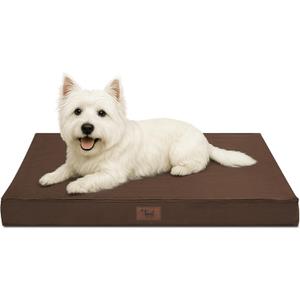 Outdoor Dog Bed for Small Dogs & Cats, Waterproof Dog Crate Mat Orthopedic Egg Crate Foam with Washable Removable Oxford Cover, Brown (23.0"L x 17.0"W x 2.5"Th)