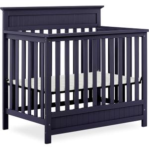 Dream On Me Harbor 4in1 Convertible Mini Baby Crib in Navy, GreenGuard Gold & BSA, Non-Toxic, Pinewood, Converts to Mini Daybed & Twin Bed, 1 Mattress Pad, Perfect for Small Nurseries, 32"L x 25"W x 33"H