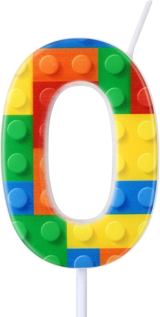 Rossesay Building Block Number 0 Birthday Cake Candle Numeral Birthday Sparkler Candles for Building Block Cake Topper for Party Decorations Supplies(Number 0)