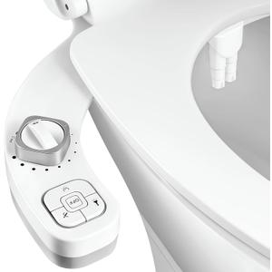 Hot and Cold Bidet Attachment for Toilet, Ultra-Slim Bidet Attachment Warm Water, Non-electric Adjustable Pressure Self Cleaning Dual Nozzle Control for Posterior, Feminine Wash