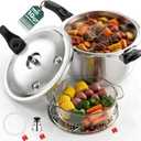 WantJoin Stainless Steel Pressure Cooker(Non-Aluminum),10 Quart Induction Compatible Pressure Cooker with Spring Valve Safeguard Devices,Compatible with Gas & Induction Cooker