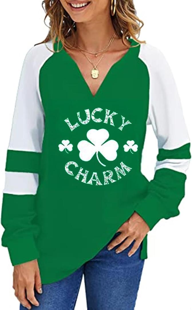 Easter Shirts Women Graphic Raglan Long Sleeve Festival Ladies Bunny Shirts (Green, M)