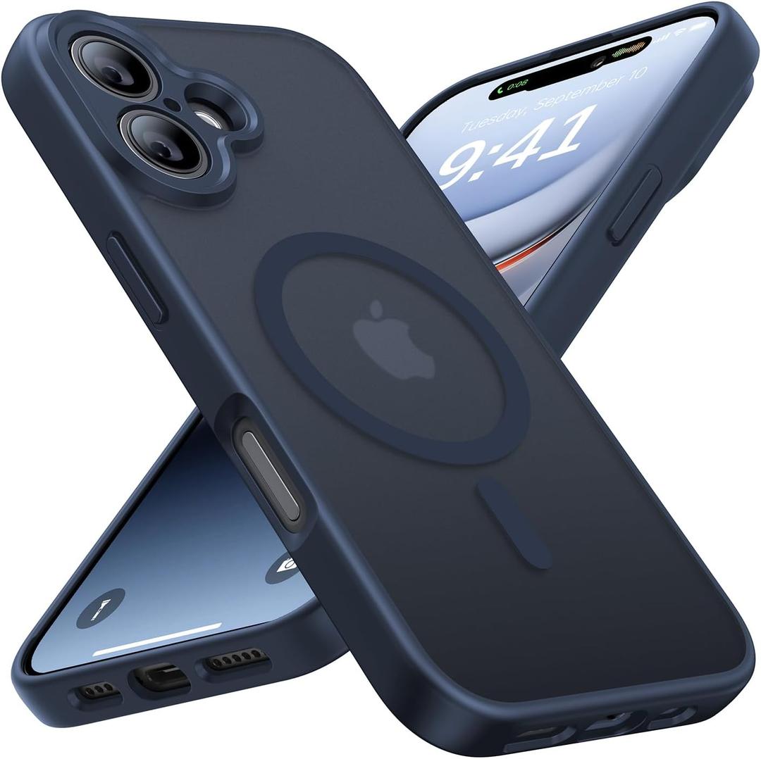 Magnetic for iPhone 16 Case [Full Camera Protection][Military-Grade Protection][Compatible with MagSafe] Shockproof Protective Slim Phone Case for iPhone 16, Navy Blue