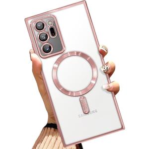 AIGOMARA Magnetic Case for Samsung Galaxy Note 20 Ultra 6.9 Inch, Pink | Wireless Charging Compatible, Flexible, Soft TPU, Anti-Scratch, Shockproof, Drop Protection, for Women for Men