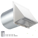 6 Inch Hooded Wall Vent with Screen and Damper,Outdoor Wall Exhaust Vent Cover Cap for Kitchen Range Hood Dryer Duct Ventilation &Exterior Air Exhaust Applications,Galvanized Steel,White