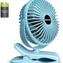 BESKAR Portable Clip on Fan Rechargeable, 4 Speeds Small Battery Operated Fans, USB Desk Fan with Strong Airflow, Sturdy Clamp Fans for Golf Cart Office Outdoor Travel Camping (Blue)