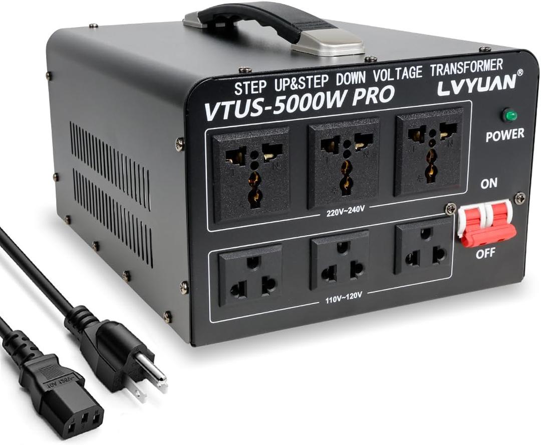 LVYUAN 5000 Watt Voltage Converter Transformer Heavy Duty Step Up Step Down AC 110V/120V/220V/240V Converter with Hard-Wiring
