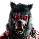 Spooktacular Creations LED Halloween Wolf Werewolf Mask with Movable Jaw, Light Up Halloween Scary Mask for Adult Holiday Horror Cosplay, Glow in the Dark Costume Accessories, Party Dress Up Prop