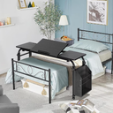 Laptop Desk for Bed,Angle Adjustable Overbed Table with Wheels (Black, 47“) | Adjustable Height&Length Laptop Bed Table with Storage Drawer, Laptop Desk Cart Table for Bedroom Home Office Hospital