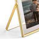 eletecpro 11x14 Metal Picture Frame with Real Glass Cover, Tabletop Display Photo for Multiple Size up to 11x14, Gold Floating Photo Frame Diaplay 8x10, 5x7, 4x6 for Wedding, Party, Vertical