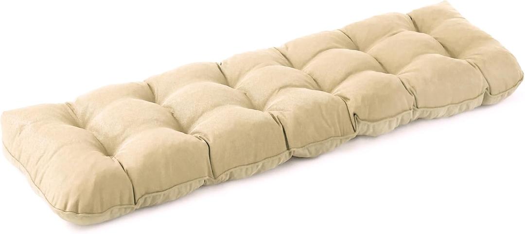 Outdoor Bench Cushion, 59x18x5 Inch, Waterproof Bench Cushion for Outdoor/Indoor Furniture, Tufted Patio Bench Seat Cushion, Fade Resistant Outdoor Cushions for Porch Swing Couch, Beige