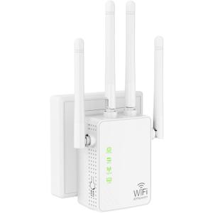 WiFi Extender Signal Booster Up to 10000sq.ft and 55 Devices, WiFi Range Extender, Wireless Internet Repeater, Long Range Amplifier with Ethernet Port, 1-Key Setup, Access Point, Alexa Compatible (Off-White)