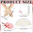 2 x Sintege 4 Pcs Girls Tea Party Set Girls Tea Party Accessories Gloves Hats Necklace Fans for Toddler (Pink)