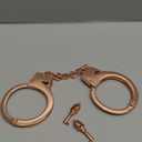 HISET Metal Handcuffs with Two Skull Keys - Prop Toy Handcuffs (Rose Gold)