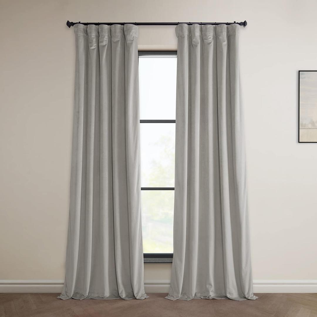 HPD Half Price Drapes Heritage Plush Velvet Curtains 84 Inches Long Room Darkening Curtains for Bedroom & Living Room 50W x 84L, (1 Panel), City Grey
