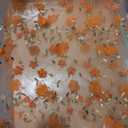 Floral Applique Burnt Orange Fabric, 34" x 62"