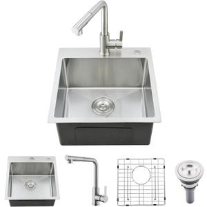 1818 Inch Drop In Bar Sink with Faucet Combo - Stainless Steel Top Mount Single Bowl Kitchen Sink, 9 Inch Deep Small Kitchen Sink for Bar Prep, Drop In RV Sinks