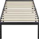 ZIYOO Twin XL Bed Frame, 18 Inches Tall, 3 Inches Wide Wood Slats with 2500 Pounds Support, No Box Spring Needed, High Metal Platform with Underbed Storage Space, Easy Assembly, Noise Free