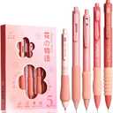 5 Pcs Flower Pens, 10 Pcs Retractable Quick Dry 0.5mm Fine Point Black Pen Refills Ink Unique Pens of Gift Cute Gel Pens for Women (Flower pen set)