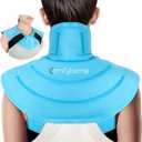 Comfytemp Ice Pack for Neck Shoulders Pain Relief, Reusable Gel Shoulder Ice Pack Wrap, Cold Compression Therapy for Upper Back, Cervical Injuries, Rotator Cuff, Recovery Items (Small, Bright Blue)