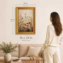 Gold Framed Wildflower Wall Art, 16x24 Floral Canvas Print | Vintage floral canvas print with ornate gold frame, ready to hang for bedroom, living room, bathroom, hallway, or gift.