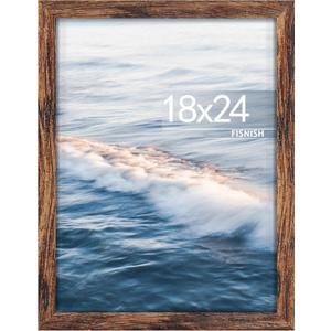18x24 Picture Frame, Brown 18 x 24 Poster Frame for Horizontal or Vertical Wall Mounting, 1 Pack