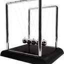 Newtons Cradle Balance Pendulum, Swinging Kinetic Balls, Fun Science Learning Accessories Physics Toy, Calm Down Fidgets Kit, Desk Toys for Stress Relief, Office Desk Decoration (Large Black) (Large - 5 Balls)