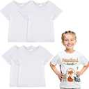 3 Pieces Sublimation Blank White T-Shirt Polyester Blank Crew Neck Short Sleeve T-Shirt for Children, Size: 5-6 Years
