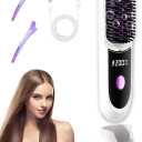 Go Brush Pro Hair Straightener  Cordless Comb with Negative Ion, 6000mAh Fast Heating & Portable Travel Design, Rechargeable Brush for Straightening and Curling (White-1Pcs)