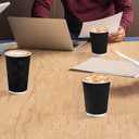 Lamosi 16 oz Coffee Cups - 90 Pack, Disposable Insulated Corrugated Paper Cups 16oz, Kraft Ripple Wall Cups for Hot Beverage or Cold Drinks (Black)
