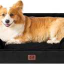 EHEYCIGA Orthopedic Dog Beds for Large Dogs, Waterproof Memory Foam Large Pet Bed with Sides, Non-Slip Bottom and Egg-Crate Foam Dog Couch Bed with Washable Removable Cover, Black (35.0"L x 22.0"W x 6.5"Th)