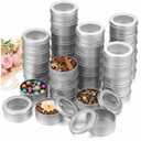 TecUnite 100 Pack 2 Ounce Metal Tin Cans Round Empty Container Salve Tins with Clear Lid for Kitchen, Office, Candles, Candies