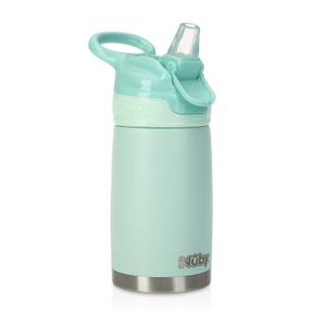 Nuby Thirsty Kids No Spill Flip-It Reflex Stainless Steel Travel Cup or Water Bottle - 10 Oz - 18+ Months - Aqua Mint - Back to School Essentials