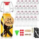 Ruckae 24 Pack 4oz Swing Top Glass Bottles with Lids Kombucha Coquito Flip Top Glass Bottle for Syrup Vanilla Extract Brew Beer Kefir Air Tight Bottles for Gift (4 oz 24 pack)