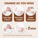 2 x French Tip Press On Nails Almond, Reusable Fake Nails for Women Manicure Set - Party, Daily Wear, 12 Sizes - 24 Pcs with Glue & Jelly Gel, Pearl with Natural Beige Tip