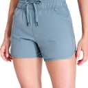 MIER Women's Running Shorts Quick Dry Athletic Workout High Waisted Active Shorts with Liner Zipper Pocket 4 Inch, size L