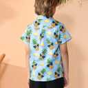Boys' Hawaiian Shirts Short Sleeve, Tropical Button-Down Shirts for Youth Kids 5-14 Years Summer Vacation Beach Swim (Blue, M)