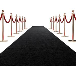 HOMBYS 450 GSM Extra Thick Carpet Runner for Partys & Events 3x15 ft, Non-Slip Rubber Backed Aisle Runway Rug for Step, Proposal & Wedding Decorations, Hollywood Oscars Runway, (Black,3x15 ft)