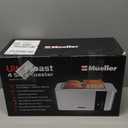 Mueller UltraToast Full Stainless Steel Toaster 4 Slice, Long Extra-Wide Slots for Bagels and Waffles, 6 Browning Levels, LED Display, Cancel/Defrost/Reheat Functions & Removable Tray, Kitchen Gadgets