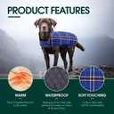 Kuoser Waterproof Dog Coat, Reversible Dog Jacket for Large Dogs, Adjustable Durable Doggie Winter Coat for Groowing Puppies Warm Puppy Cold Weather Apparel, Navy L