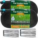 2025 Flat Soaker Hose 150 ft (75ft 2Packs) with Stake for Garden, Linkable Drip Hose Diy Automates Garden Irrigation System Saving 89% Water, Dual-layer Leak-free Design Water Hose with Holes