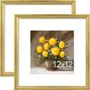 Vittanly 12x12 Picture Frames Set of 2, Ornate Vintage Photo Frame for Wall or Tabletop, Display 8x8 Pictures with Mat or 12x12 without Mat, Rustic Gold