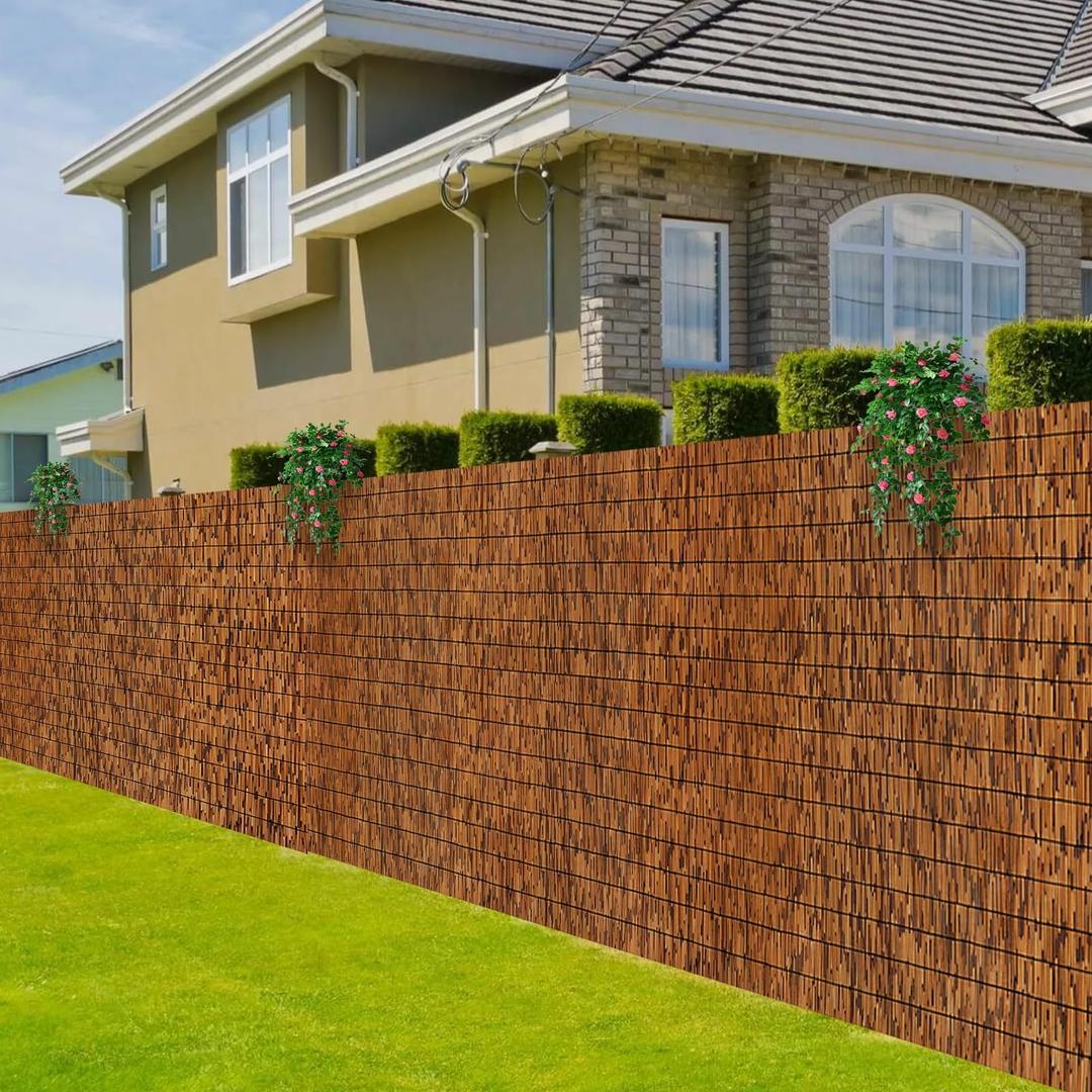 Reed Bamboo Screen Fencing,6FT×10FT Natural Reed Fencing Reed Screen for Balcony Reed Fence Bamboo Reed Fence for Outdoor Backyard Patio(Brown)